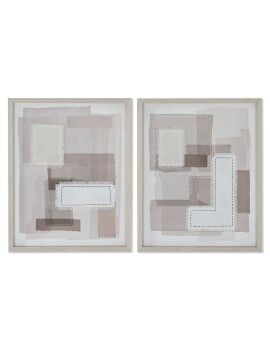 Lienzo Home ESPRIT Beige Gris Abstracto Moderno 40 x 2,5 x 50 cm (2 Unidades)