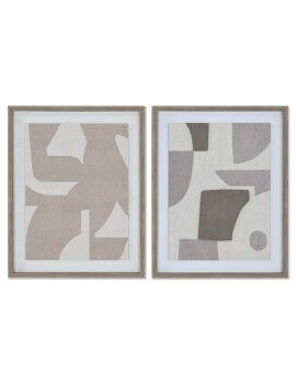 Lienzo Home ESPRIT Beige Gris Abstracto Moderno 40 x 3 x 50 cm (2 Unidades)