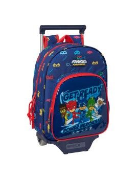 Mochila Escolar com Rodas PJ Masks Ready Azul Marinho 26 x 34 x 11 cm