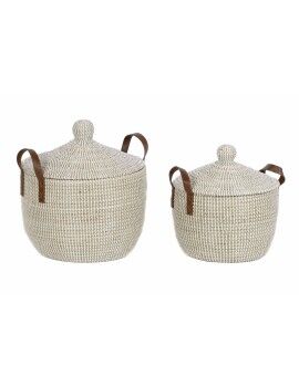 Conjunto de Cestas DKD Home Decor Natural Marrom claro Poliuretano Zostera marina 42 x 42 x 45 cm