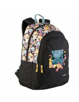 Mochila Escolar Minecraft Pixel Negro 44 x 30 x 20 cm