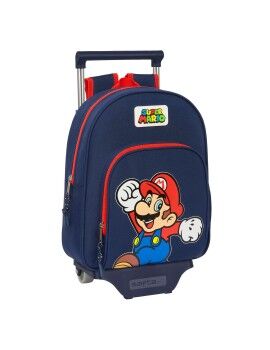 Mochila Escolar com Rodas Super Mario World Azul Marinho 28 x 34 x 10 cm