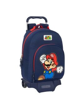 Mochila Escolar com Rodas Super Mario World Azul Marinho 32 x 42 x 15 cm