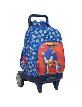 Mochila Escolar com Rodas Sonic Prime Azul 33 x 45 x 22 cm