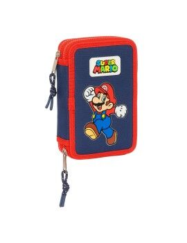 Estojo Duplo Super Mario World Azul Marinho 12.5 x 19.5 x 4 cm 28 Peças