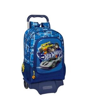 Mochila Escolar com Rodas Hot Wheels Sonny Azul Marinho 32 x 42 x 14 cm