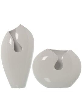 Set de 2 Jarrones Alexandra House Living Blanco Cerámica Brillante 23 x 24 x 42 cm (2 Piezas)