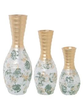 Set de 3 Jarrones Alexandra House Living Verde Dorado Cerámica 25 x 36 x 46 cm (3 Piezas)