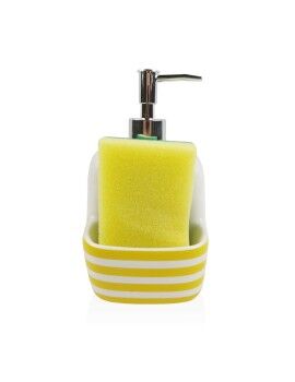 Dispensador de Sabão Versa Amarelo Cerâmica Riscas 9,4 x 17,8 x 10,5 cm