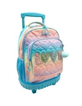 Mochila Escolar com Rodas Blin-Blin Love Turquesa 43 x 34 x 24 cm