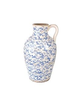 Vaso Romimex Azul Branco Porcelana 30 x 50 x 30 cm Com pega