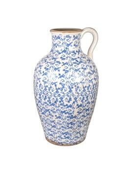 Vaso Romimex Azul Branco Porcelana 40 x 70 x 40 cm Com pega