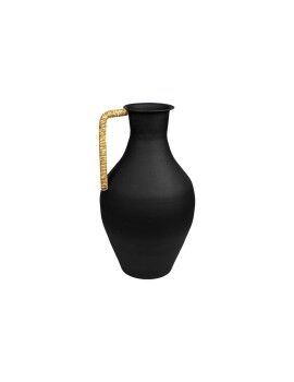 Vaso Romimex Preto Metal vime 24 x 39 x 24 cm Com pega