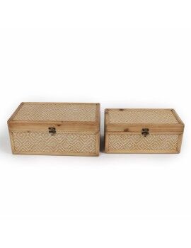 Juego de Cajas Decorativas Romimex Natural Madera (2 Piezas)