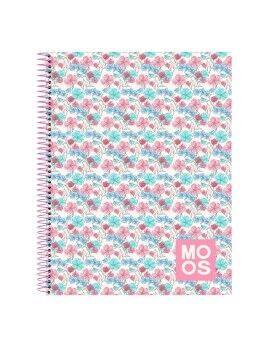 Caderno Moos Flores Multicolor A4 120 Folhas