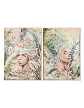 Pintura Home ESPRIT Colonial Africana 70 x 3,5 x 100 cm (2 Unidades)