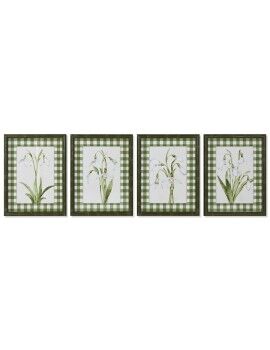 Pintura Home ESPRIT Verde Bege Shabby Chic Plantas botânicas 30 x 2,5 x 40 cm (4 Unidades)