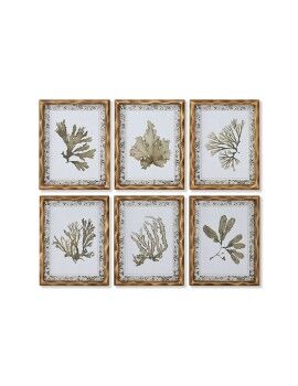 Pintura Home ESPRIT Verde Bege Dourado Plantas botânicas 28 x 2,8 x 36 cm (6 Unidades)