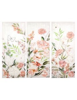 Conjunto de 3 quadros Romimex Cor de Rosa Tela 165 x 155 x 3 cm