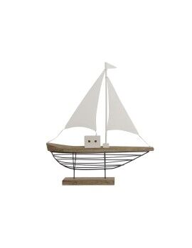 Figura Decorativa Home ESPRIT Blanco Natural Velero Marinero Acabado envejecido 54 x 15 x 61,5 cm