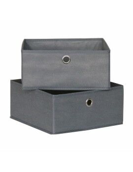 Cajas de almacenamiento Mondex Gris 28 x 28 x 13 cm (2 Unidades)