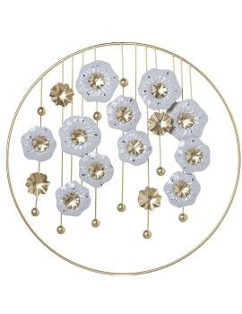 Decoração de Parede Alexandra House Living Branco Dourado Metal Ferro Flor 62 x 3,5 x 62 cm