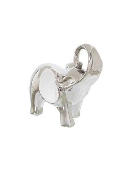 Figura Decorativa Alexandra House Living Branco Prateado Cerâmica Elefante 20 x 9 x 18 cm