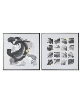 Lienzo Home ESPRIT Blanco Negro Poliestireno Lienzo Abstracto Moderno 104 x 4 x 103,5 cm (2...