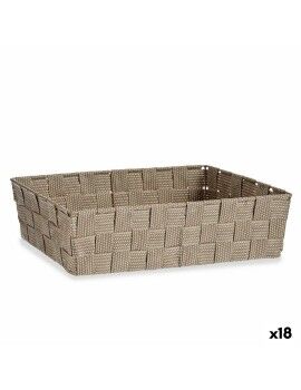 Cesta Multiusos Bege Tecido 3,8 L 34 x 8,5 x 21 cm (18 Unidades)