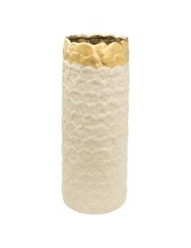 Vaso Romimex Branco Dourado Porcelana 14 x 35 x 14 cm