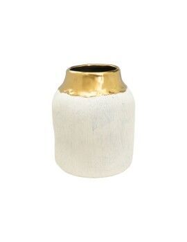 Vaso Romimex Branco Dourado Porcelana 23 x 27 x 23 cm