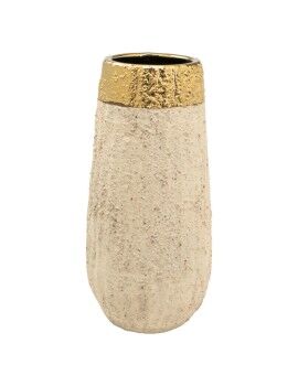 Florero Romimex Beige Dorado Porcelana 14 x 30 x 14 cm