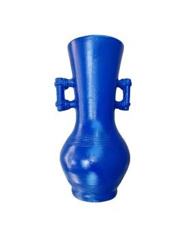 Vaso Romimex Azul Cobalto Cerâmica 20 x 40 x 22 cm Com pegas