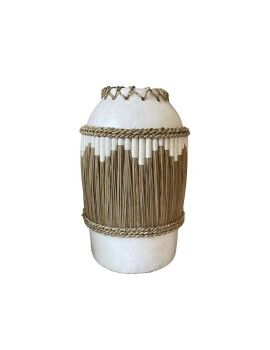 Vaso Romimex Branco Natural Cerâmica Fibra natural 27 x 40 x 27 cm