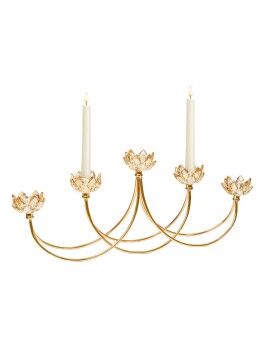 Candelabro Romimex Dorado Metal Vidrio 55 x 22 x 8 cm