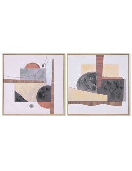 Pintura Home ESPRIT poliestireno Tela Abstrato Urbana 62,5 x 2,8 x 62,5 cm (2 Unidades)