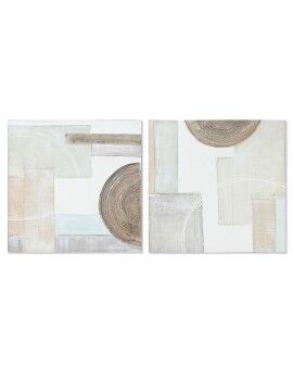 Cuadro Home ESPRIT Beige Gris Lienzo Madera MDF Abstracto Moderno 50 x 2,5 x 50 cm (2 Unidades)