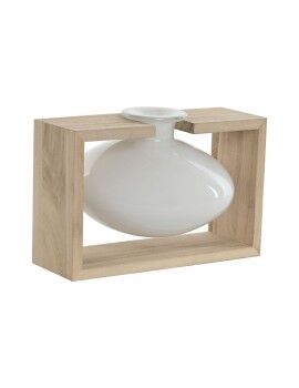 Jarrón Home ESPRIT Blanco Natural Madera Cristal 22 x 16 x 15 cm