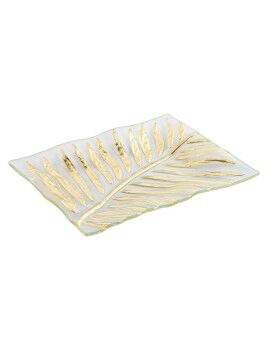 Centro de Mesa Home ESPRIT Transparente Dorado Moderno Hoja de planta 29 x 21 x 3 cm