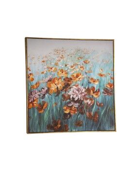 Cuadro Óleo Romimex Madera Lienzo Flores 82 x 82 x 5 cm