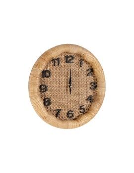 Reloj de Pared Romimex Marrón Mimbre Madera de abeto Madera MDF 36 x 36 x 6 cm