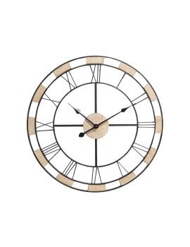 Reloj de Pared Romimex Negro Natural Madera Metal 50 x 50 x 5 cm