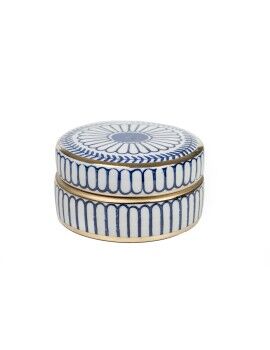 Caixa Decorativa Romimex Azul Branco Porcelana 15 x 7 x 15 cm