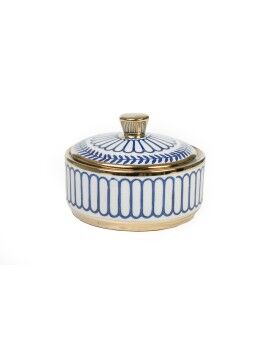 Caixa Decorativa Romimex Azul Branco Porcelana 15 x 11 x 15 cm