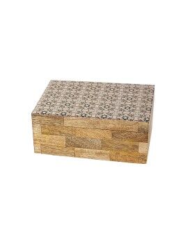 Caja Decorativa Romimex Marrón Beige Resina Madera MDF 18 x 8 x 13 cm