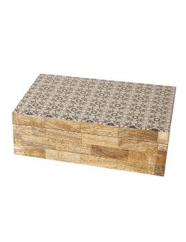 Caja Decorativa Romimex Marrón Beige Resina Madera MDF 23 x 8 x 15 cm