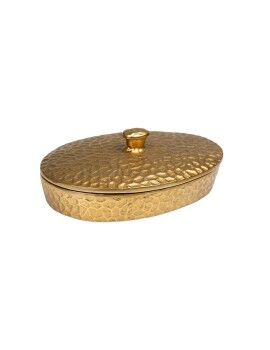 Caixa Decorativa Romimex Dourado Alumínio Martelado 26 x 9 x 18 cm