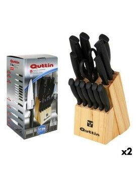 Conjunto de Facas com Suporte de Madeira Quttin 47718 (14 pcs) 14 Partes (2 Unidades)