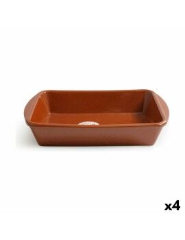 Fuente de Cocina Inde Vitro Azofra Barro cocido Rectangular 35 x 25 x 6 cm (4 Unidades)