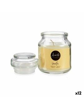 Vela Perfumada Baunilha Bege Vidro Cera (7 x 10 x 7 cm) (12 Unidades)